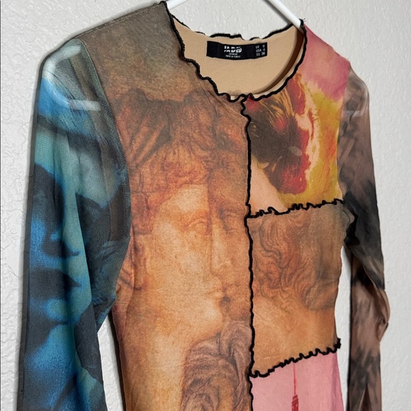 Jaded London New York Renaissance Grunge Bodycon Patchwork Mini Dress Sz 4 Artsy - Picture 6 of 12